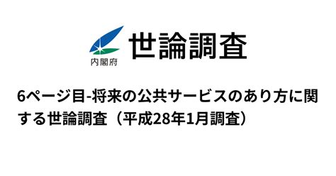 6ページ目 将来の公共サービスのあり方に関する世論調査（平成28年1月調査） 世論調査 内閣府