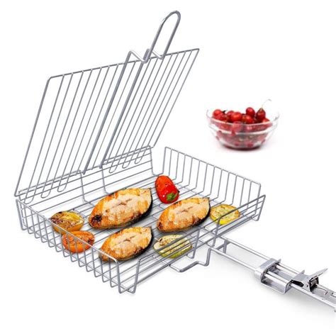 Wolfwise Portable 430 Stainless Steel Barbecue Bbq Grilling Basket Free