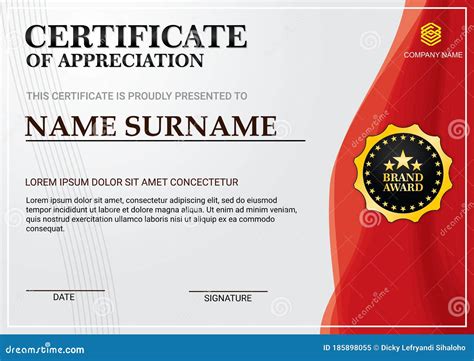 Modern And Simple Certificate Template With Red Curves Theme On Grey