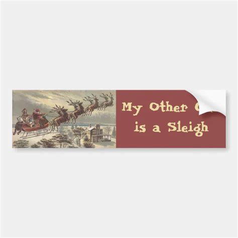 Vintage Christmas Victorian Santa Claus In Sleigh Bumper Sticker Zazzle