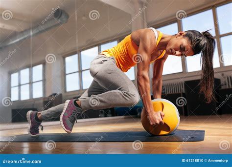 Woman Doing Intense Core Workout In Gym Stock Photo Image Of