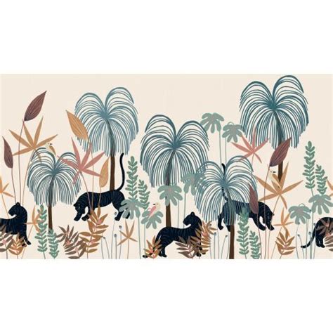 Panoramic Wallpaper Tigers In The Colorful Tropical Jungle Zo Jiquel