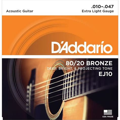 売れ筋D Addario ダダリオ アコースティックギター弦 EJ10 80 20 Bronze Round Wound