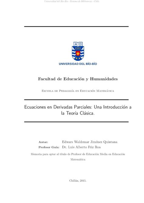 PDF Ecuaciones En Derivadas Parciales Una Introducci On A La