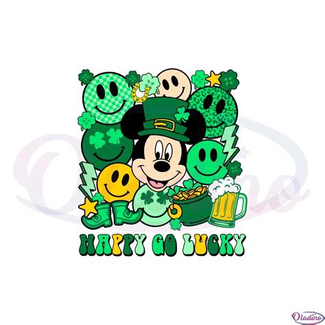 Happy Go Lucky St Patricks Day Mickey Mouse Svg Cutting Files Oladino