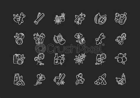 Indian Spices Chalk White Icons Set On Black Background Stock Vector 2573006 Crushpixel