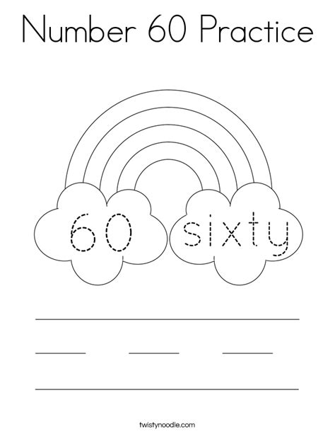 Number 60 Practice Coloring Page Twisty Noodle Images And Photos Finder