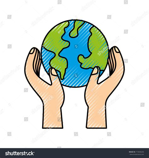 Hands Holding Planet Earth Ecological Environmental Stock Vector