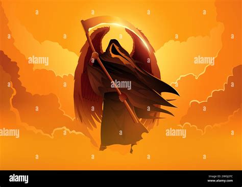 Fantasy Art Vector Illustration Of Azrael The Angel Of Death Grim