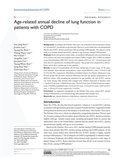 PDF Age Related Annual Decline Of Lung Function In Patients With COPD