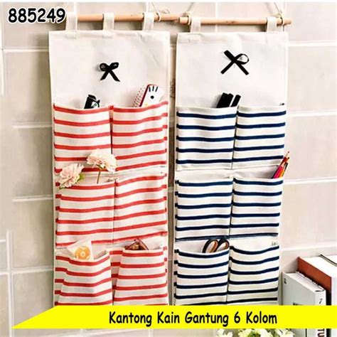 Jual Hanging Organizer Tempat Penyimpanan Tas Kantong Gantung Kain 6