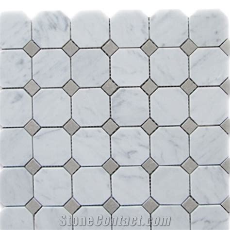 Carrara Polished Mosaic Leaf Shaped Pattern Mosaic Tiles White Marble