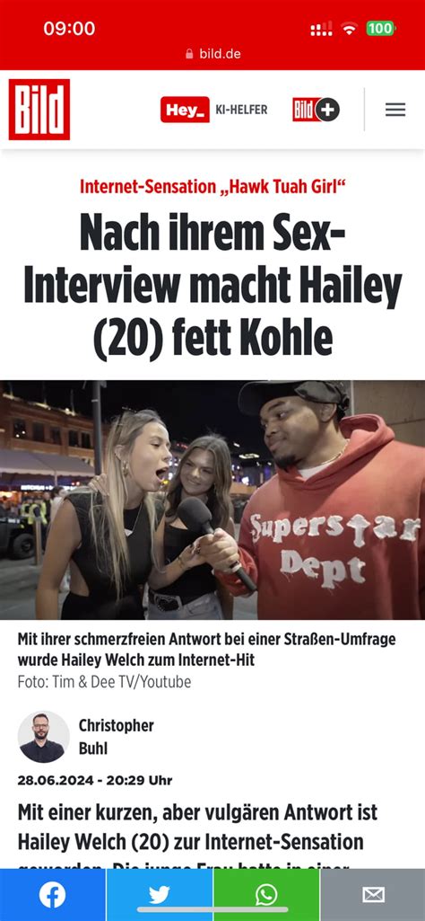 Biggest Newspaper In Germany After Her Sex Interview Hailey 20 Is