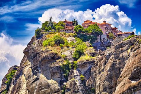 Grand Meteora Panorama Stock Image Image Of Cliff Hermit 18444393