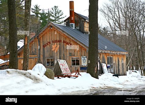 Maple sugar shack in New Hampshire in Winter Stock Photo - Alamy