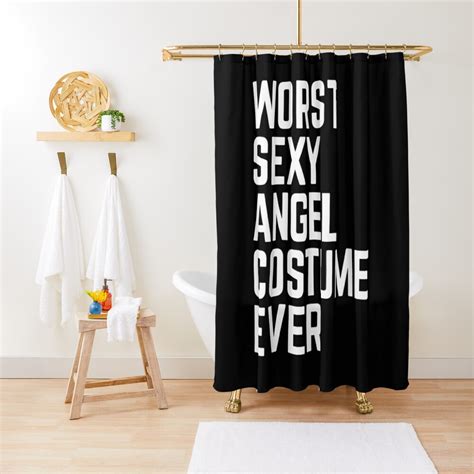 Worst Sexy Angel Costume Ever Funny Halloween Shower Curtain For Sale By Pedora Redbubble