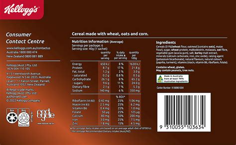 Nutri Grain Nutritional Information Per G Nutrition Ftempo