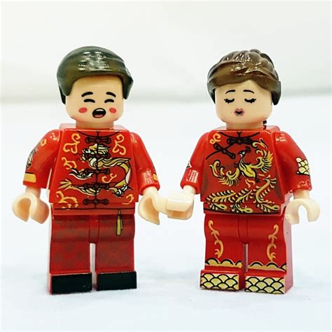 Lego Compatible Minifigures - China Chinese Couple / Bride and Groom ...