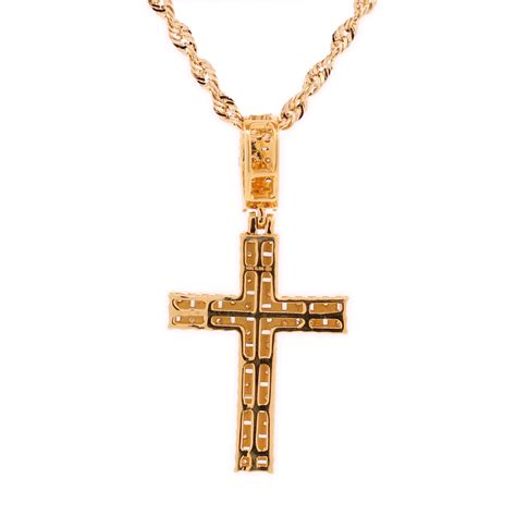 10k Gold 086ct Baguette Diamonds Classic Mens Cross Pendant King Johnny Johnnys Custom