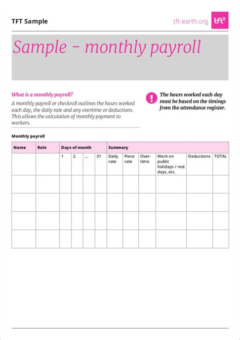 Free Payroll Templates And Samples In Pdf Ms Word Excel