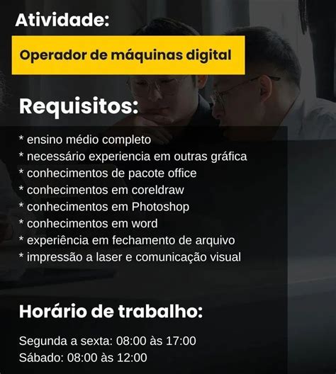 Empresa Seleciona Para Vaga De Operador De M Quina Digital Envie Seu