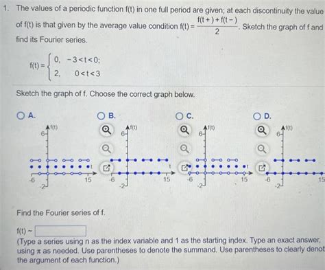 Solved The Values Of A Periodic Function F T In One Full Chegg