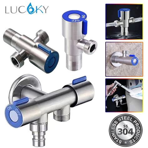 304 Stainless Steel Two Way Angle Valve Double Faucet Multi Functional Shopee Philippines