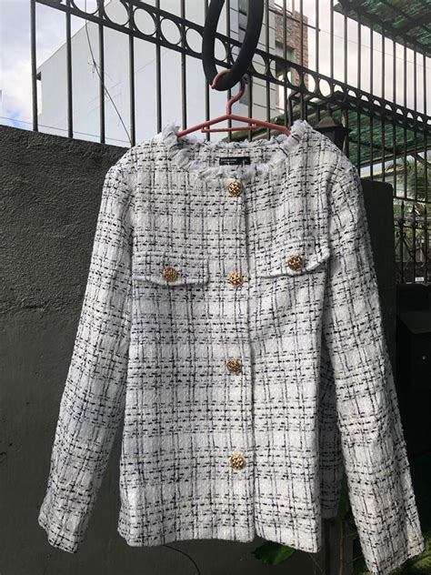 Shein Curve Chanel Inspired Tweed Jacket Women S Fashion Coats