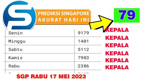 PREDIKSI SGP 17 MEI 2023 RABU BOCORAN TOGEL SINGAPURA HARI INI MING