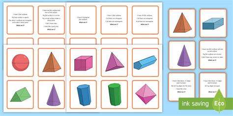 3d Shape Properties Matching Cards Teaching Resources 3d Shape And