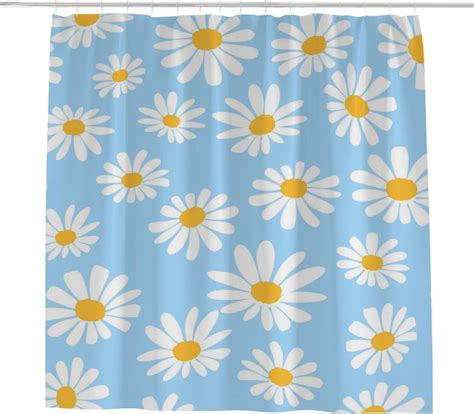 Dreamtimes Bath Shower Curtain Liners 72x72 Daisy Flower On Blue