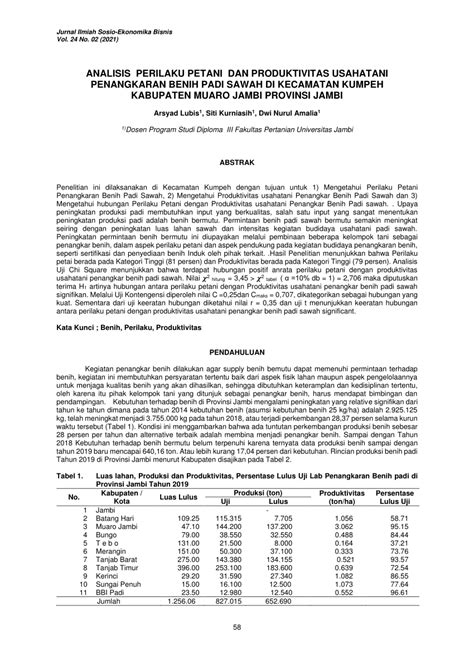 PDF ANALISIS PERILAKU PETANI DAN PRODUKTIVITAS USAHATANI PENANGKARAN