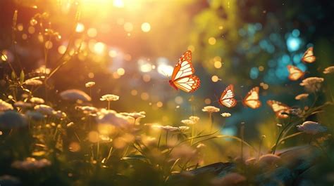 premium photo goldenlit summer nature setting