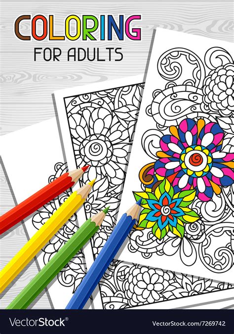 Adult Coloring Book Design For Cover Royalty Free Vector