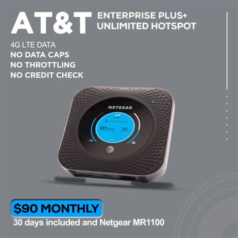 Atandt Unlimited Data Plan Hotspot 4g Lte 90monthly No Throttle Att