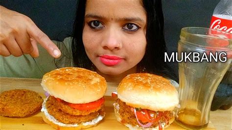 Asmr Eating Crispy Double Veg Burger 🍔 Cold Drink Dipti Asmr Youtube