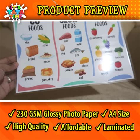 Go Glow Grow Foods Educational Chart For Children A4 Laminated Glossy