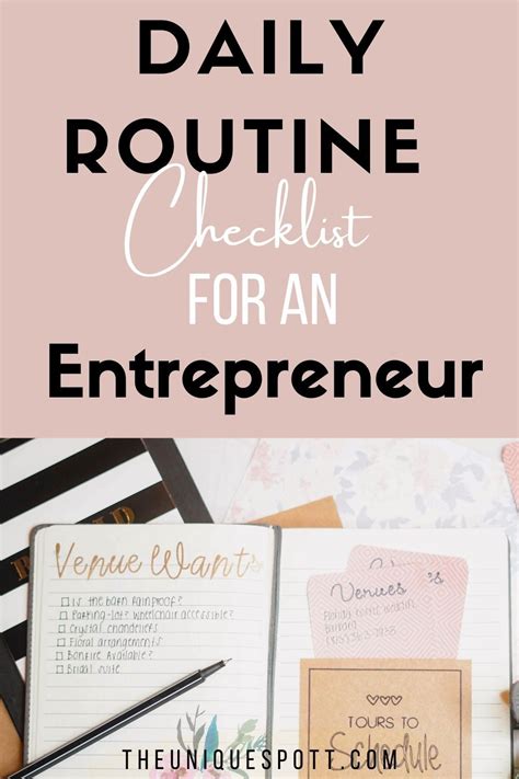 Daily Routine Checklist Daily Planner For Entrepreneur Routine