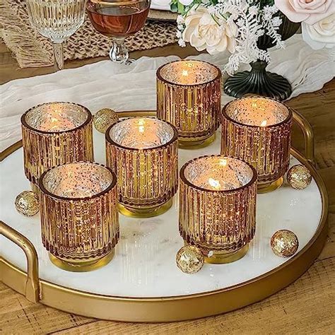 Volens Gold Votive Candle Holders Bulk Mercury Glass