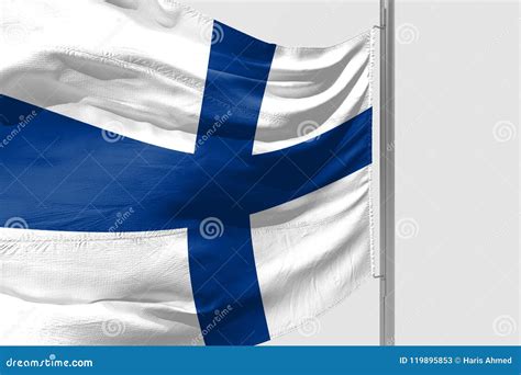 Isolated Finland Flag Waving 3d Realistic Finland Flag Rendered Stock