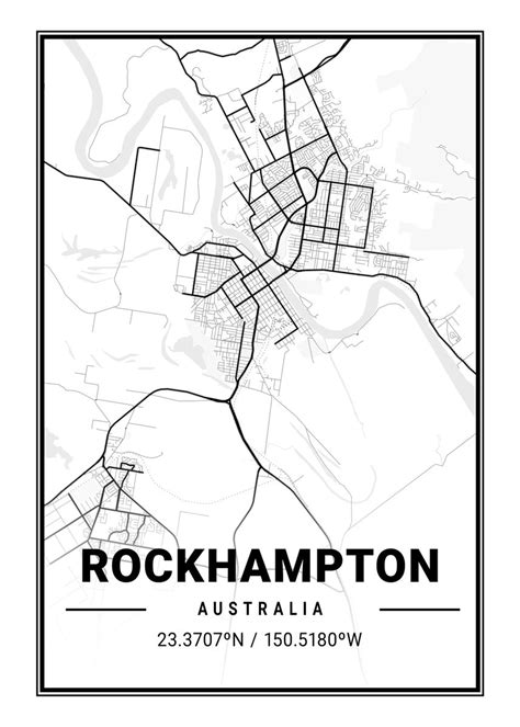 Rockhampton Light City Map Poster By Tien Stencil Displate