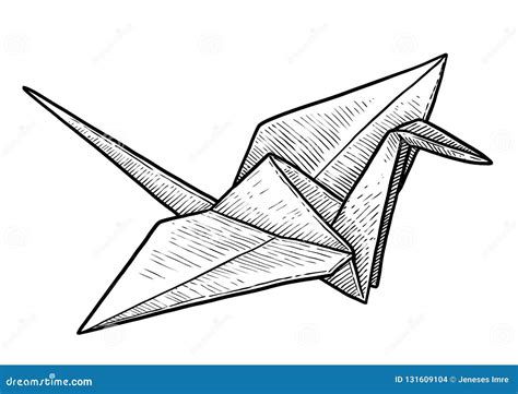 Crane Origami Illustration, Drawing, Engraving, Ink, Line Art, Vector ...