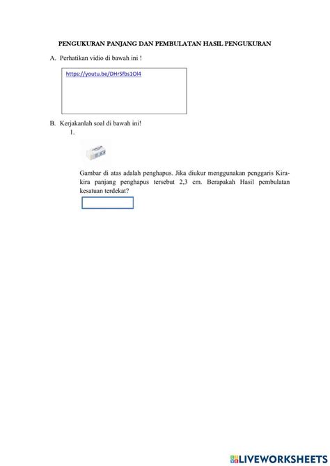 Pengukuran Panjang Online Worksheet Live Worksheets