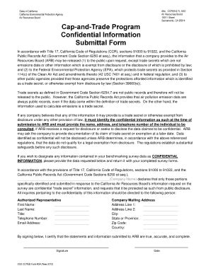 Fillable Online Arb Ca Cap And Trade Program Confidential Information