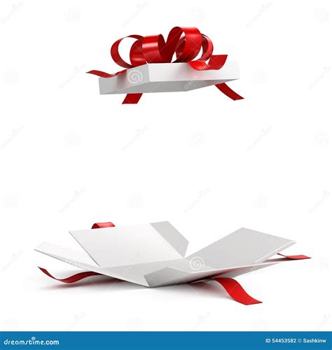 Open Gift Box with Red Ribbon Stock Illustration - Illustration of ...