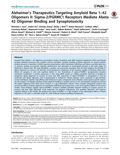 Pdf Alzheimers Therapeutics Targeting Amyloid Beta 1 42 Oligomers Ii