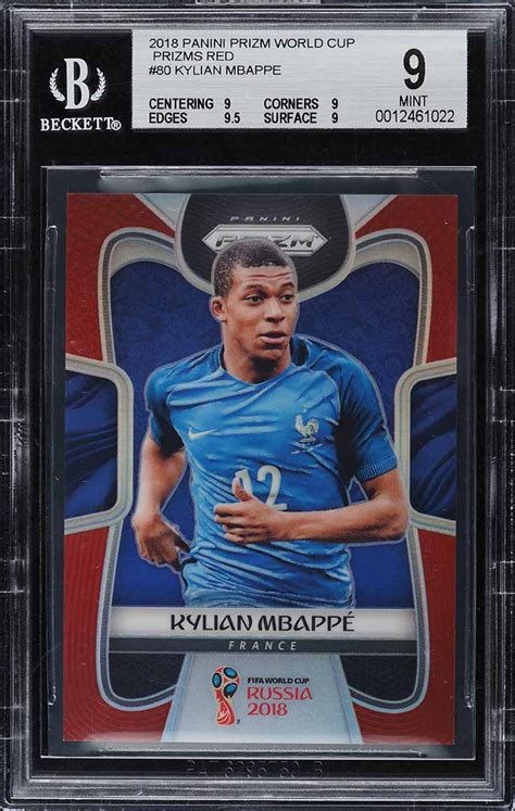 2018 Panini Prizm World Cup Red Kylian Mbappe ROOKIE 149 80 BGS 9