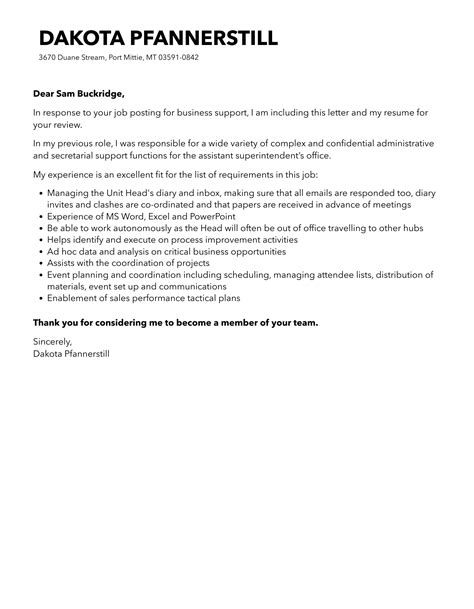 Business Support Officer Cover Letter At Viigiselleblog Blog