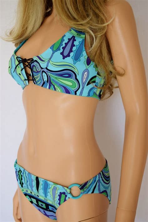 Vintage S Emilio Pucci Mod Psychedelic Bikini Hippie