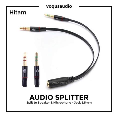 Jual Splitter Audio Jack Mm Female To Male Dual Ke Mic Dan Speaker